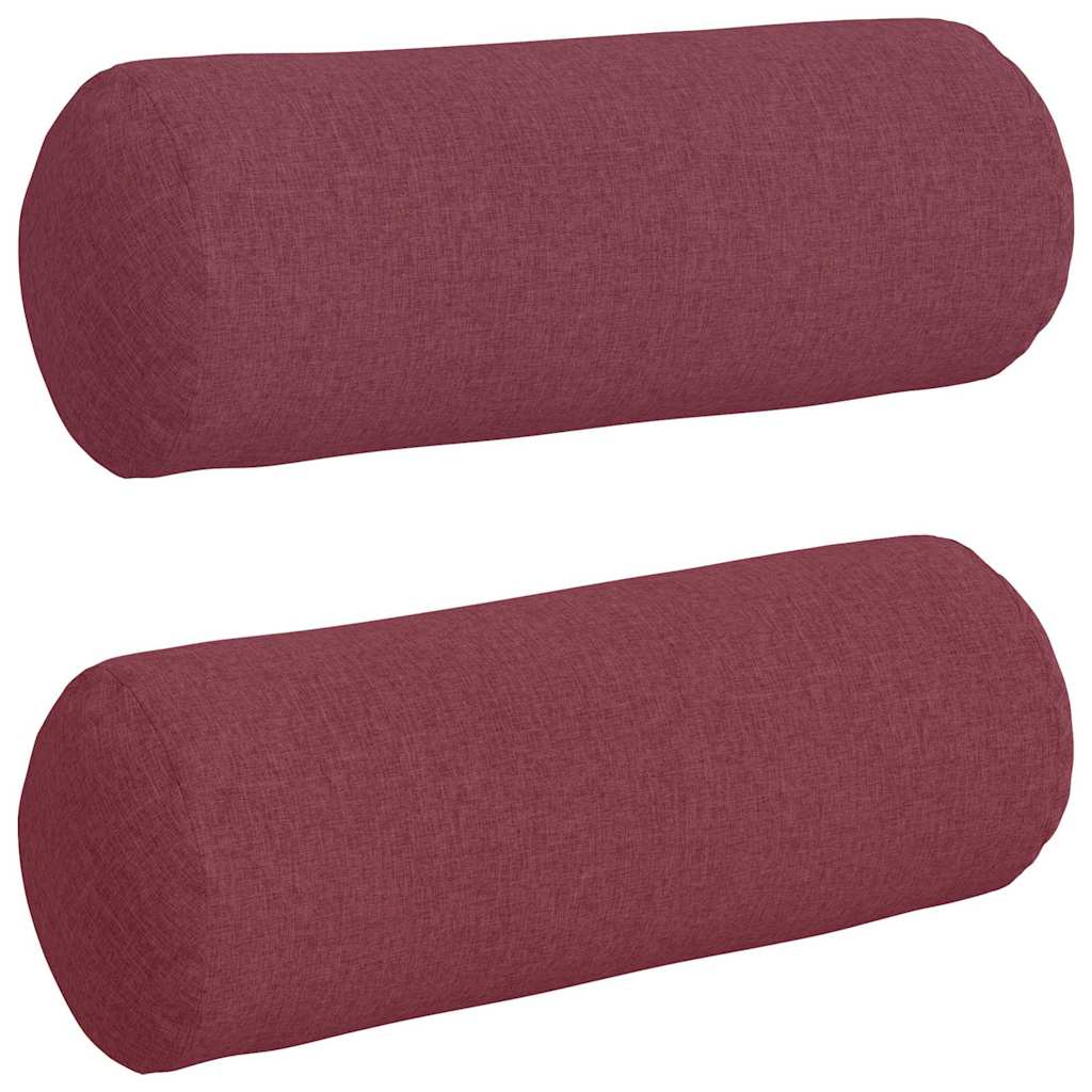 vidaXL Poduszki Wałkowe 2 pcs Czerwone wino Ø 25 x 70 cm tkanina