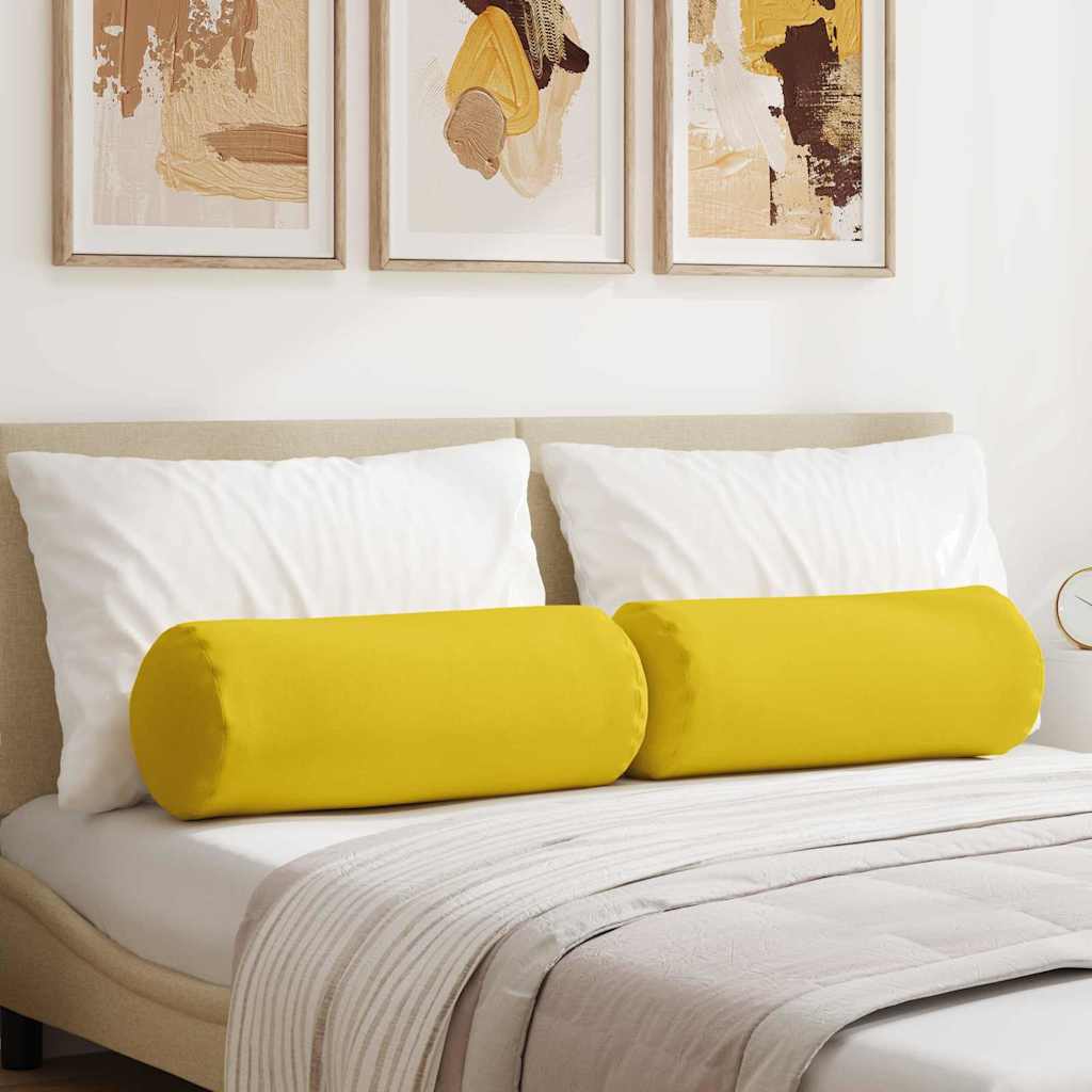 vidaXL Poduszki Wałkowe 2 pcs Jasnożółty Ø 25 x 70 cm tkanina