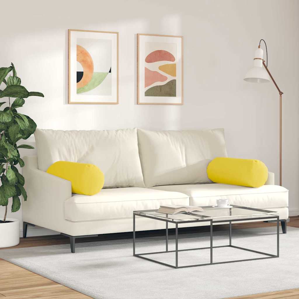 vidaXL Poduszki Wałkowe 2 pcs Jasnożółty Ø 25 x 70 cm tkanina