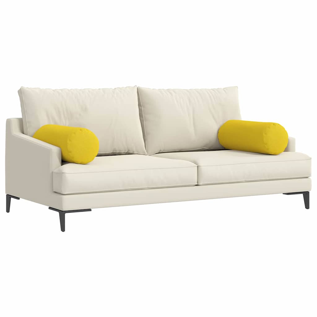 vidaXL Poduszki Wałkowe 2 pcs Jasnożółty Ø 25 x 70 cm tkanina