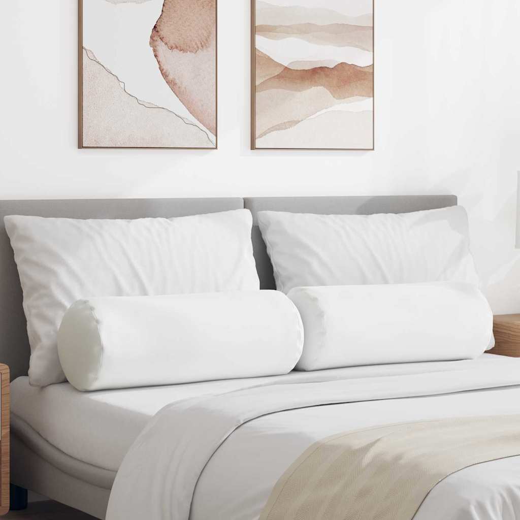 vidaXL Poduszki Wałkowe 2 pcs Biały Ø 25 x 70 cm tkanina