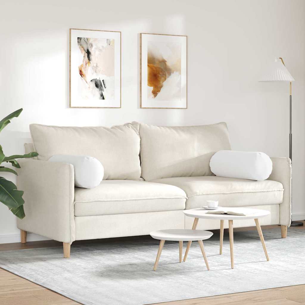vidaXL Poduszki Wałkowe 2 pcs Biały Ø 25 x 70 cm tkanina