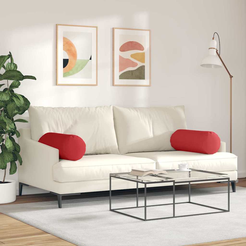 vidaXL Poduszki Wałkowe 2 pcs Czerwony Ø 25 x 70 cm tkanina