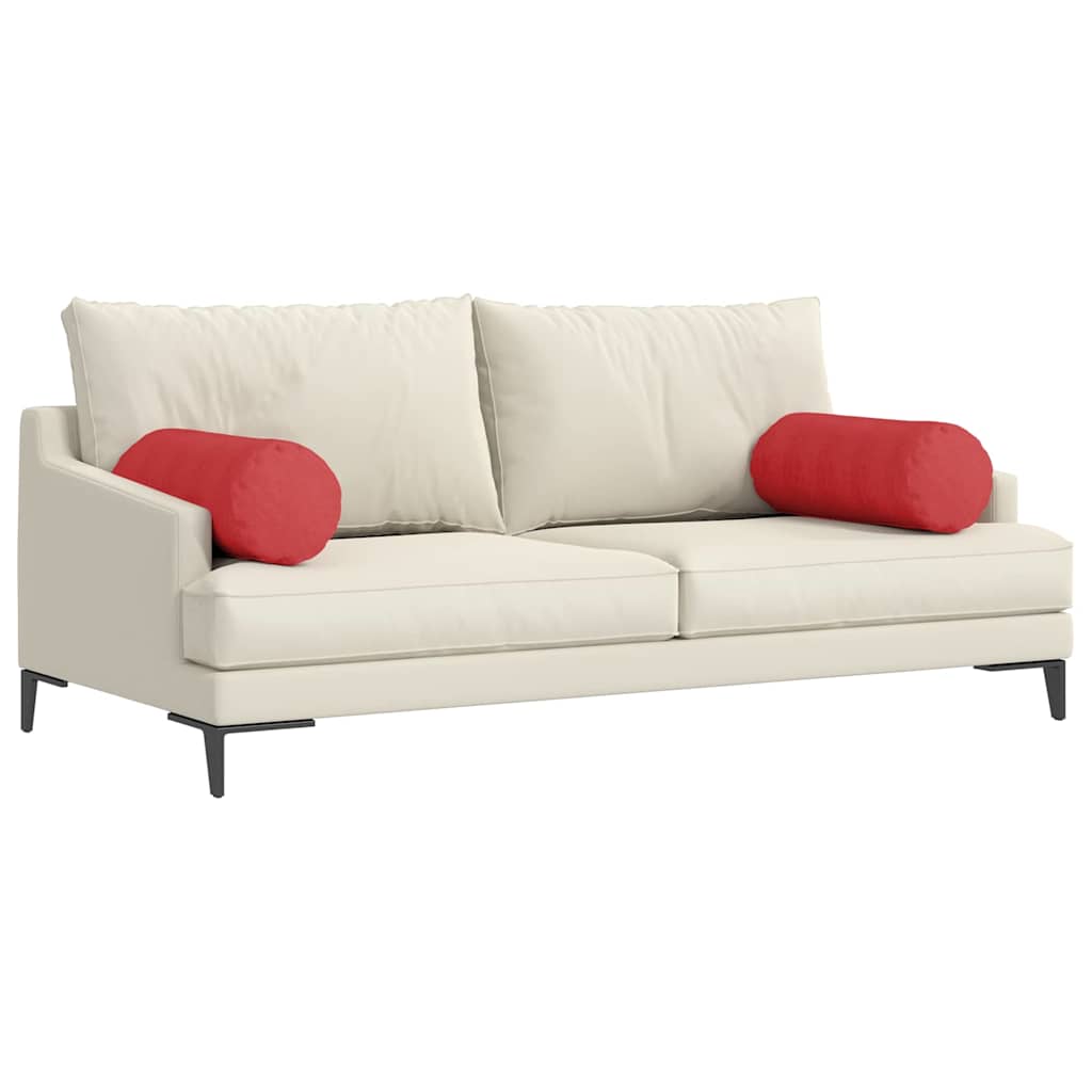 vidaXL Poduszki Wałkowe 2 pcs Czerwony Ø 25 x 70 cm tkanina