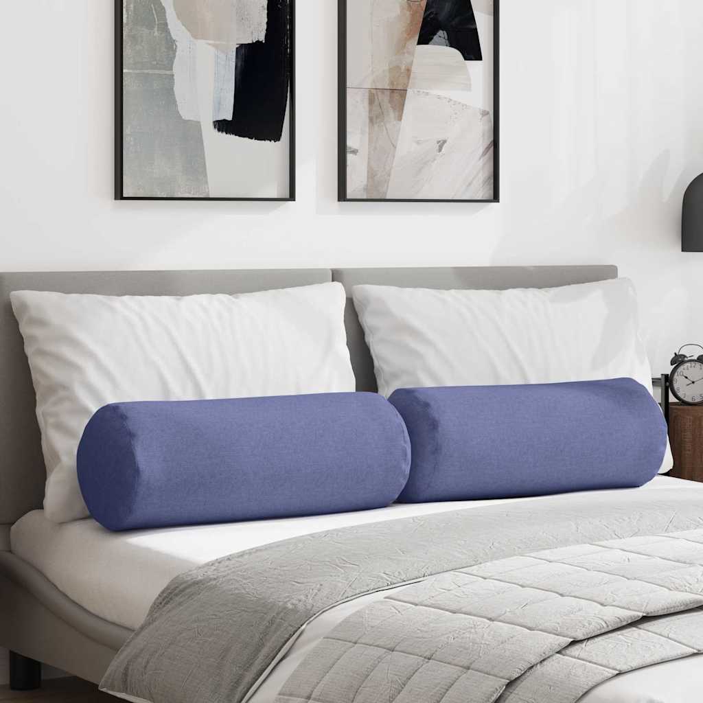 vidaXL Poduszki Wałkowe 2 pcs Niebieski dżins Ø 25 x 70 cm tkanina