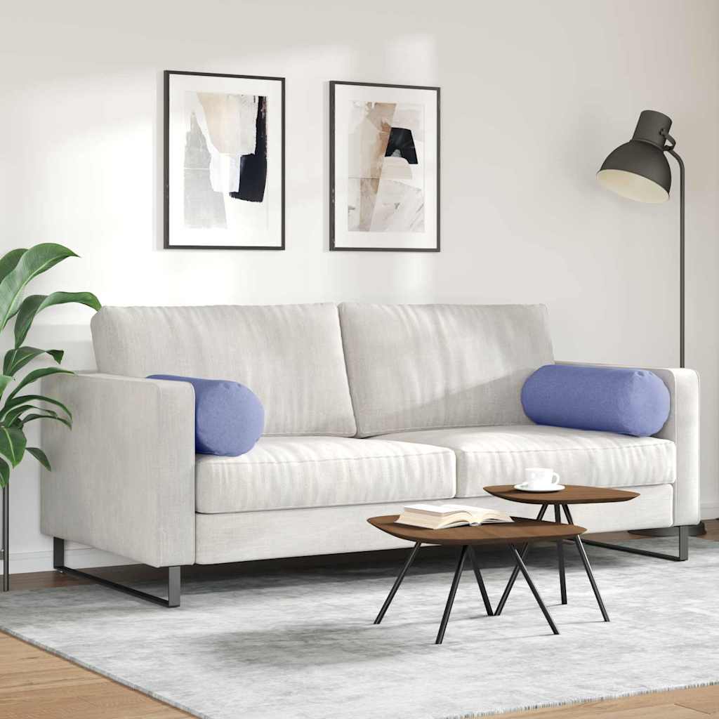vidaXL Poduszki Wałkowe 2 pcs Niebieski dżins Ø 25 x 70 cm tkanina