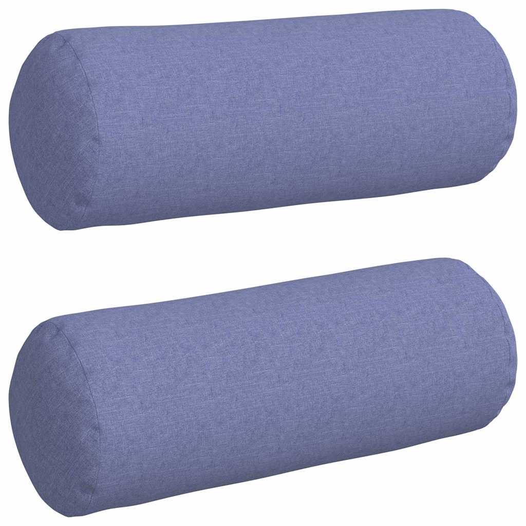 vidaXL Poduszki Wałkowe 2 pcs Niebieski dżins Ø 25 x 70 cm tkanina