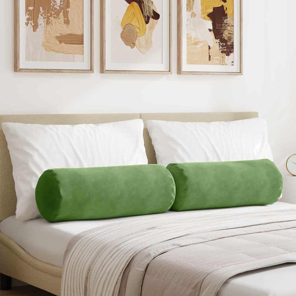 vidaXL Poduszki Wałkowe 2 pcs Jasnozielony Ø 25 x 70 cm