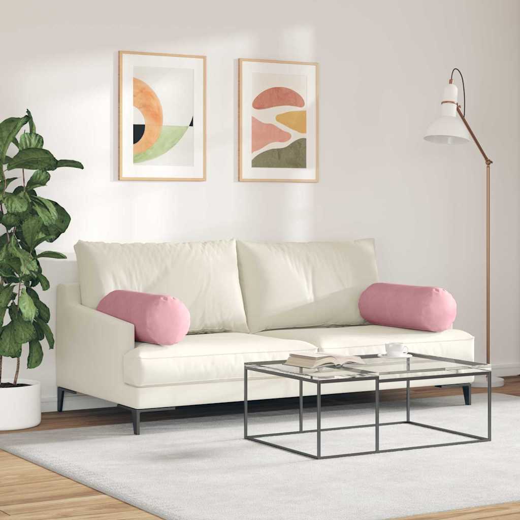vidaXL Poduszki Wałkowe 2 pcs Różowy Ø 25 x 70 cm Tkanina sztruksowa