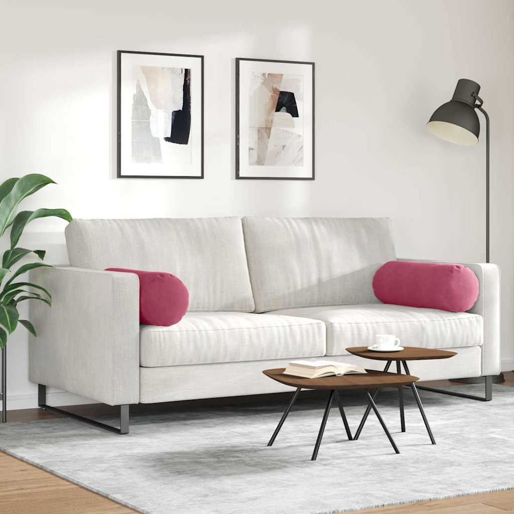 vidaXL Poduszki Wałkowe 2 pcs Czerwone wino Ø 25 x 70 cm