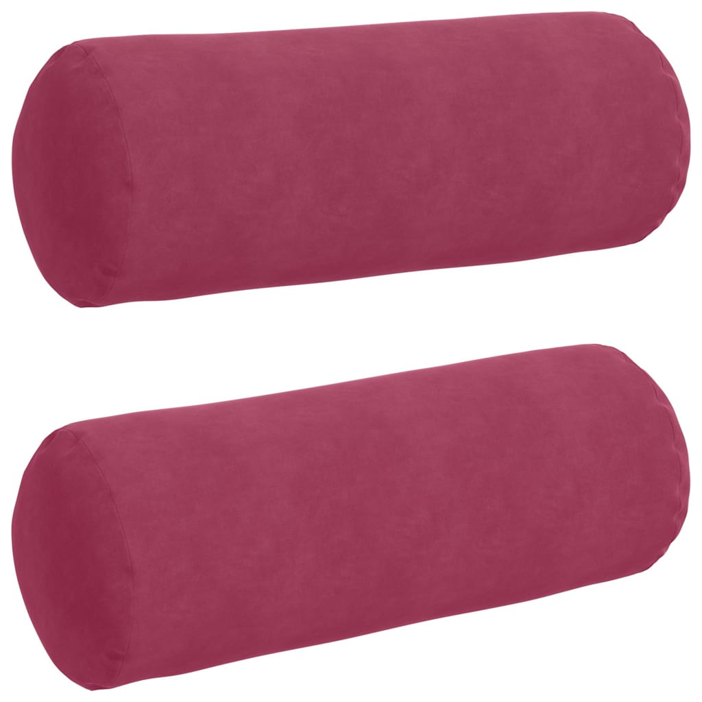 vidaXL Poduszki Wałkowe 2 pcs Czerwone wino Ø 25 x 70 cm