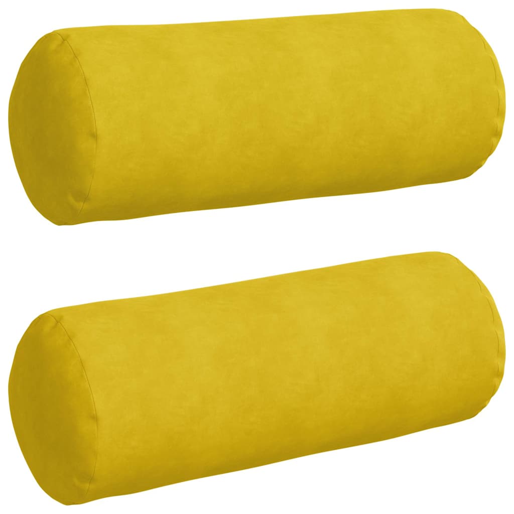 vidaXL Poduszki Wałkowe 2 pcs Żółty Ø 25 x 70 cm Tkanina sztruksowa