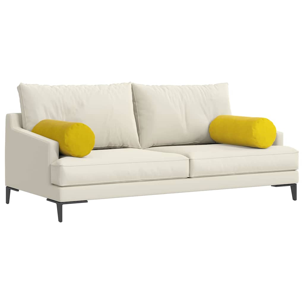 vidaXL Poduszki Wałkowe 2 pcs Żółty Ø 25 x 70 cm Tkanina sztruksowa