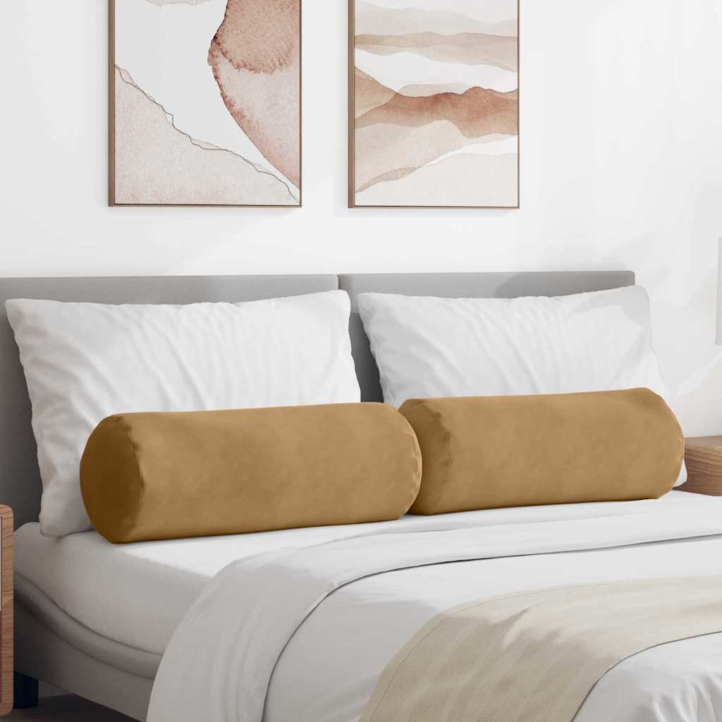 vidaXL Poduszki Wałkowe 2 pcs Brązowy Ø 25 x 70 cm Tkanina sztruksowa