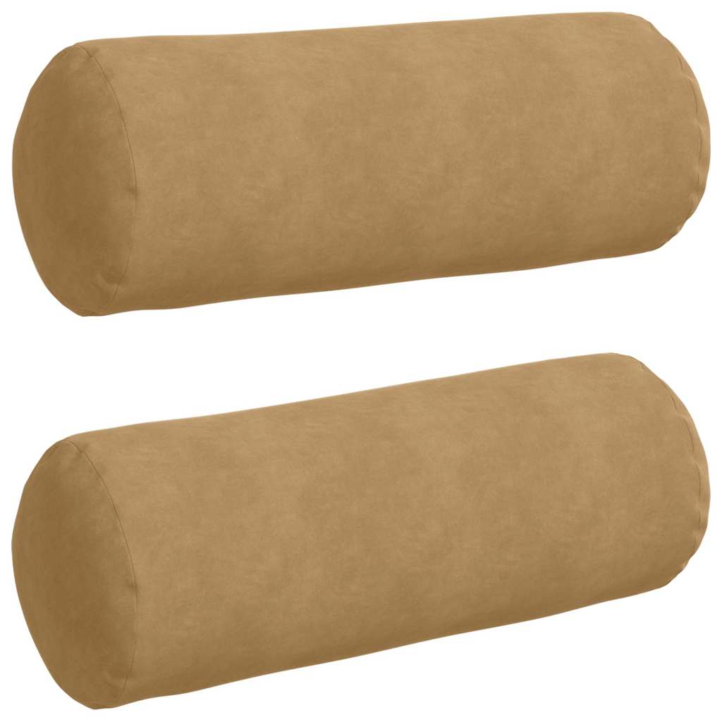 vidaXL Poduszki Wałkowe 2 pcs Brązowy Ø 25 x 70 cm Tkanina sztruksowa