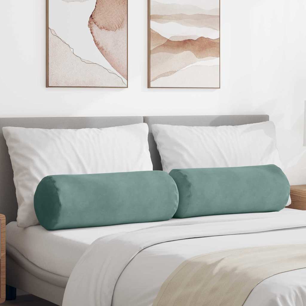 vidaXL Poduszki Wałkowe 2 pcs Zielony morski Ø 25 x 70 cm