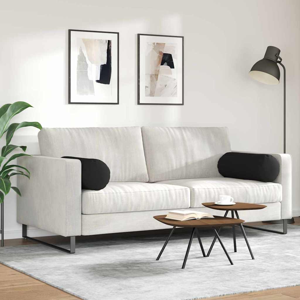 vidaXL Poduszki Wałkowe 2 pcs Czarny Ø 25 x 70 cm Tkanina mikrofibrowa