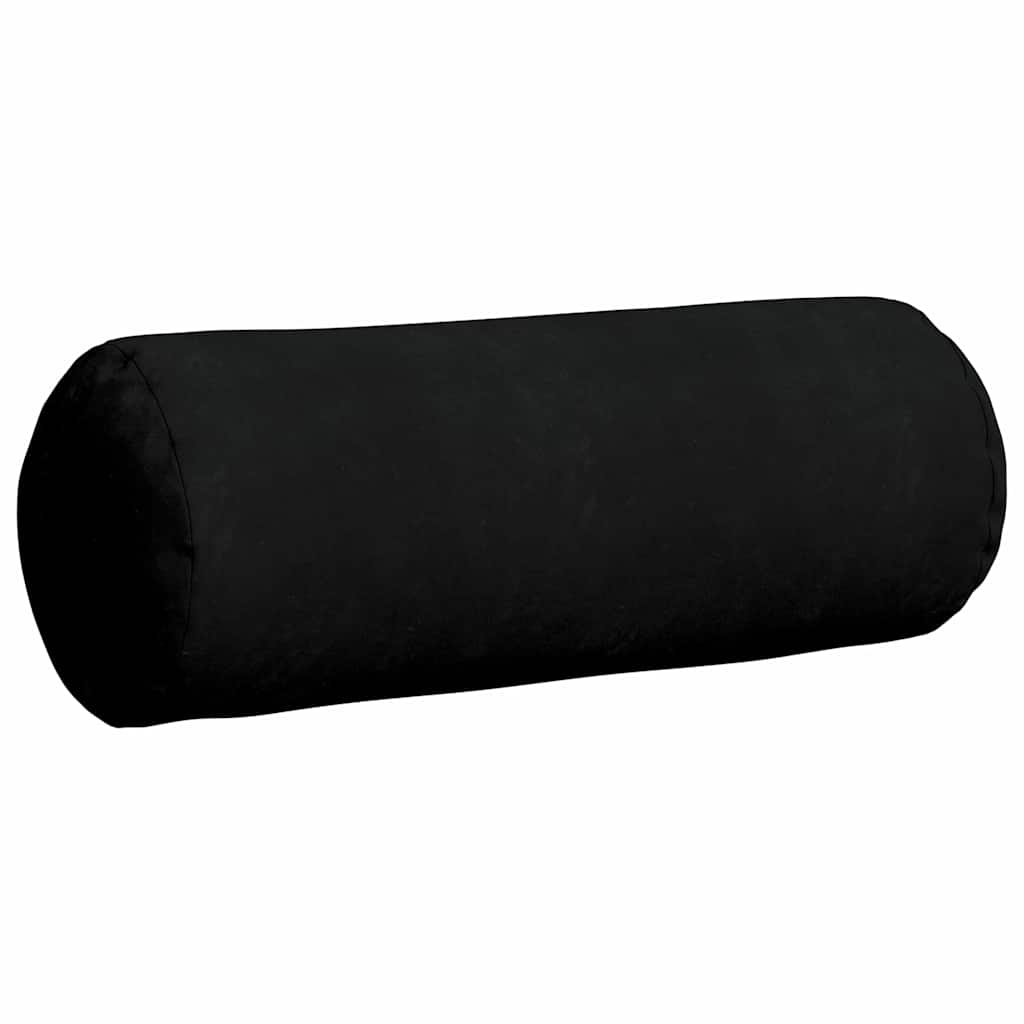vidaXL Poduszki Wałkowe 2 pcs Czarny Ø 25 x 70 cm Tkanina mikrofibrowa