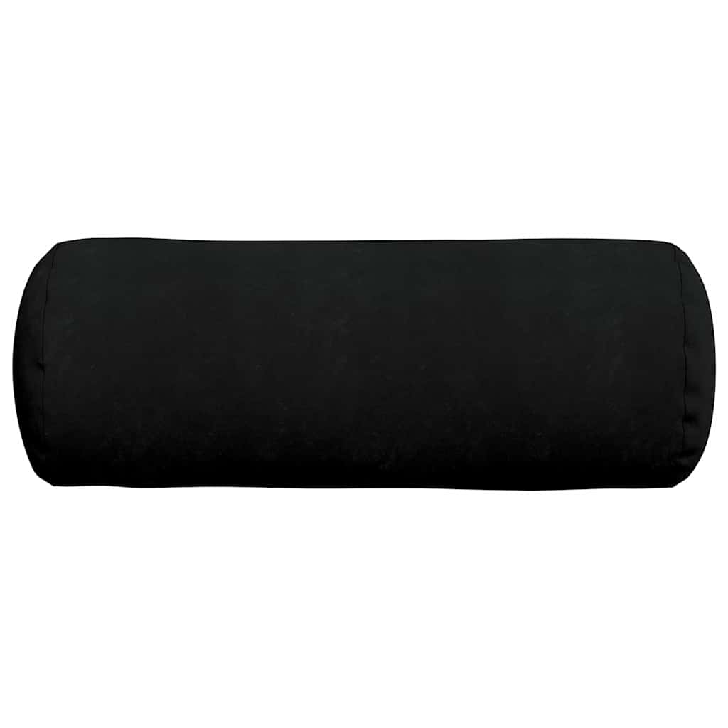 vidaXL Poduszki Wałkowe 2 pcs Czarny Ø 25 x 70 cm Tkanina mikrofibrowa