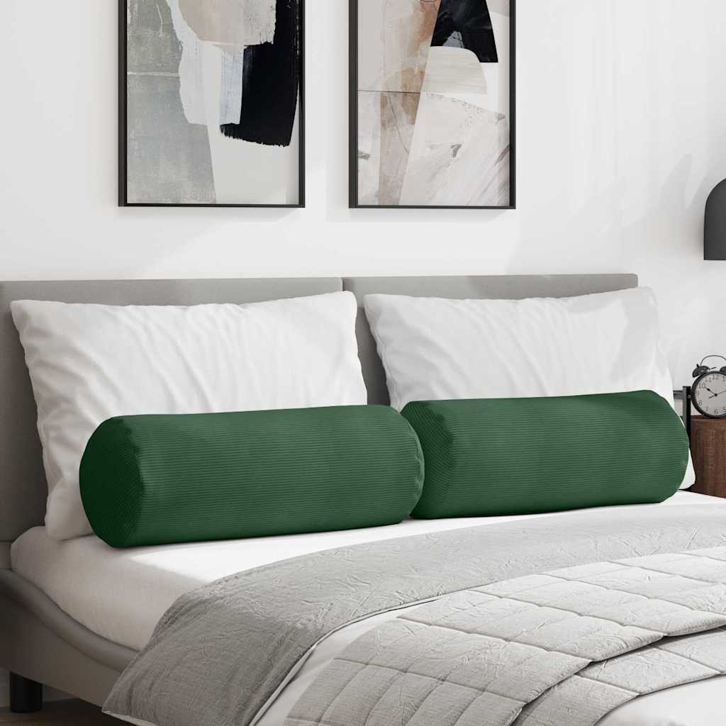 vidaXL Poduszki Wałkowe 2 pcs Ciemna zieleń Ø 25 x 70 cm