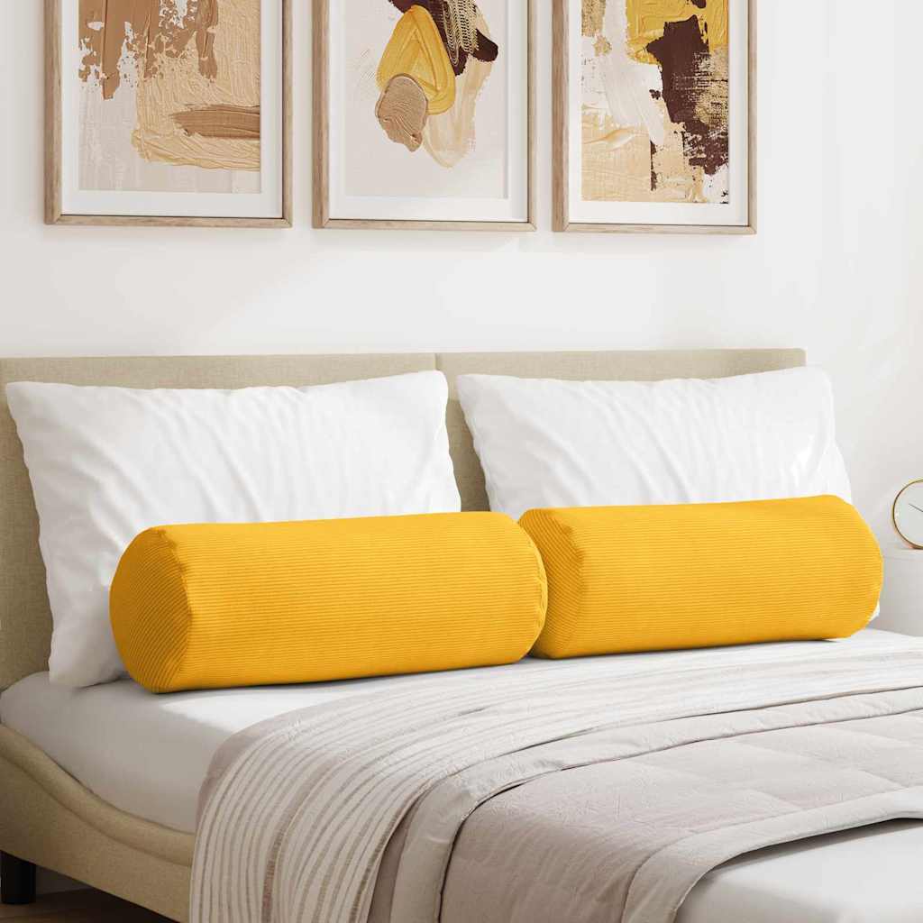 vidaXL Poduszki Wałkowe 2 pcs Jasnożółty Ø 25 x 70 cm