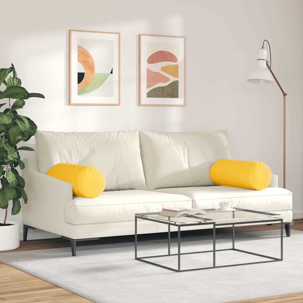 vidaXL Poduszki Wałkowe 2 pcs Jasnożółty Ø 25 x 70 cm