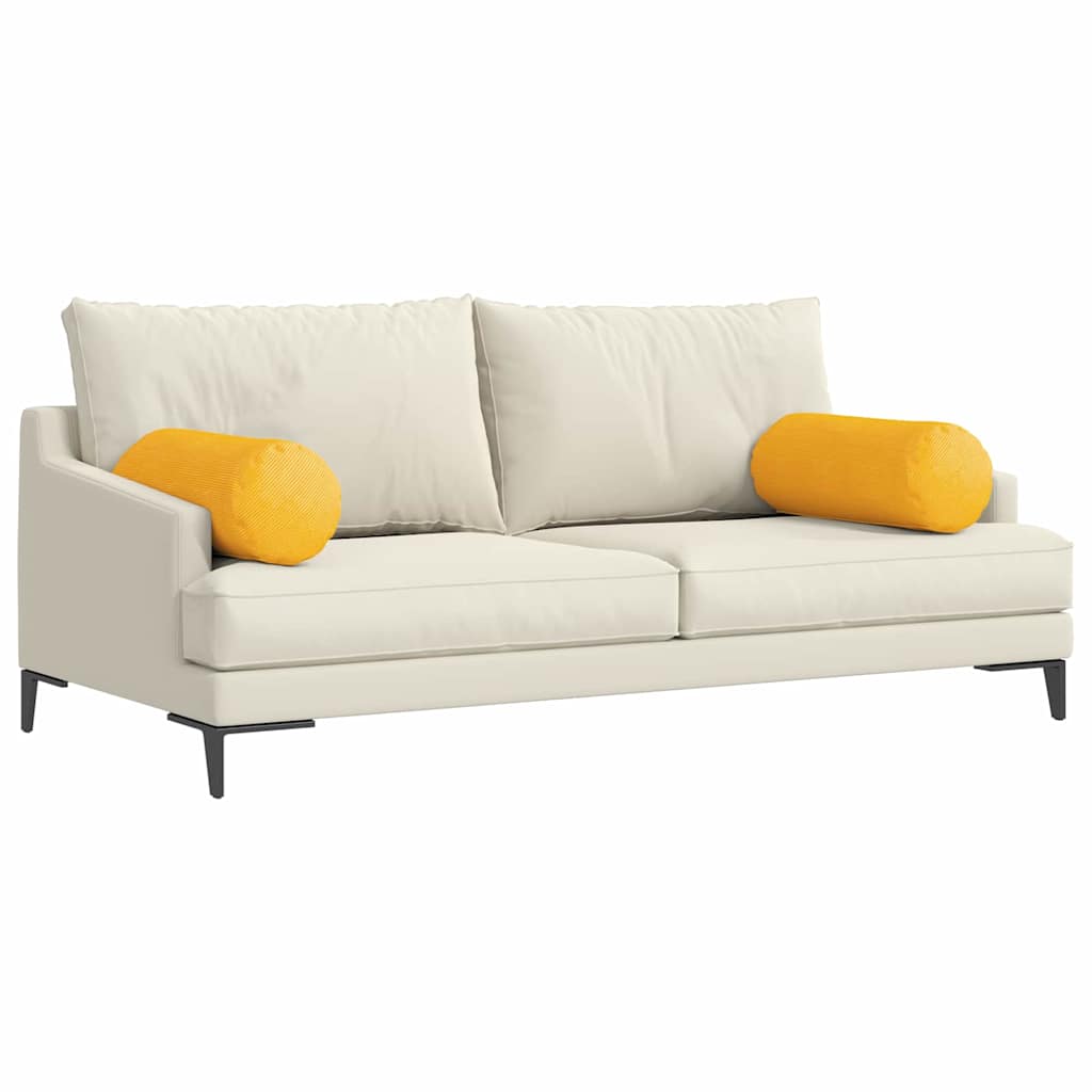vidaXL Poduszki Wałkowe 2 pcs Jasnożółty Ø 25 x 70 cm