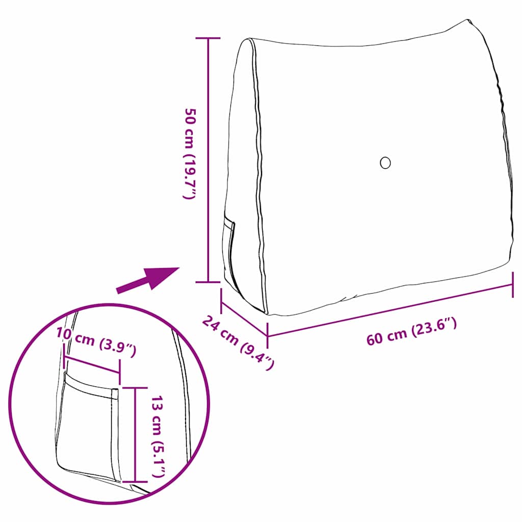 vidaXL Poduszka na plecy Jasnozielony 60 x 24 x 50 cm tkanina