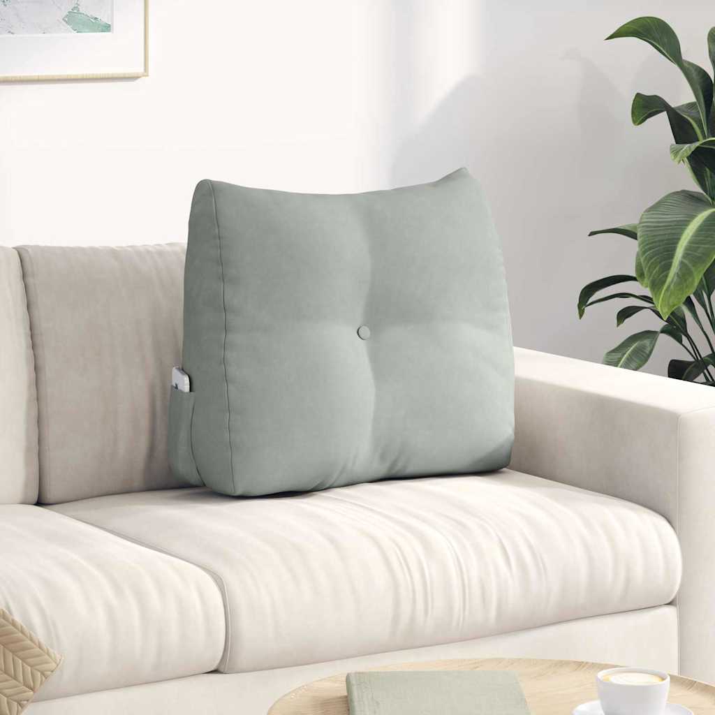 vidaXL Poduszka na plecy Jasnoszary 60 x 24 x 50 cm Aksamit