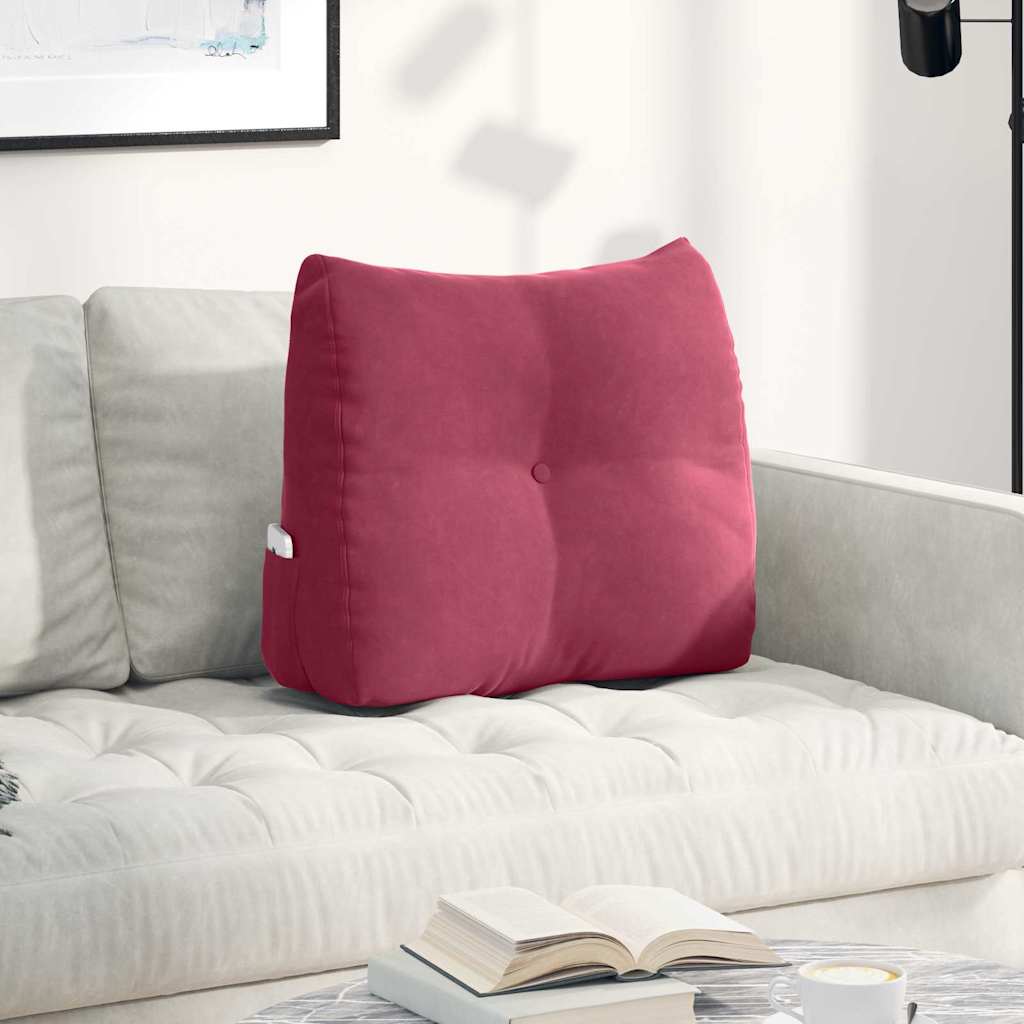 vidaXL Poduszka na plecy Czerwone wino 60 x 24 x 50 cm Aksamit