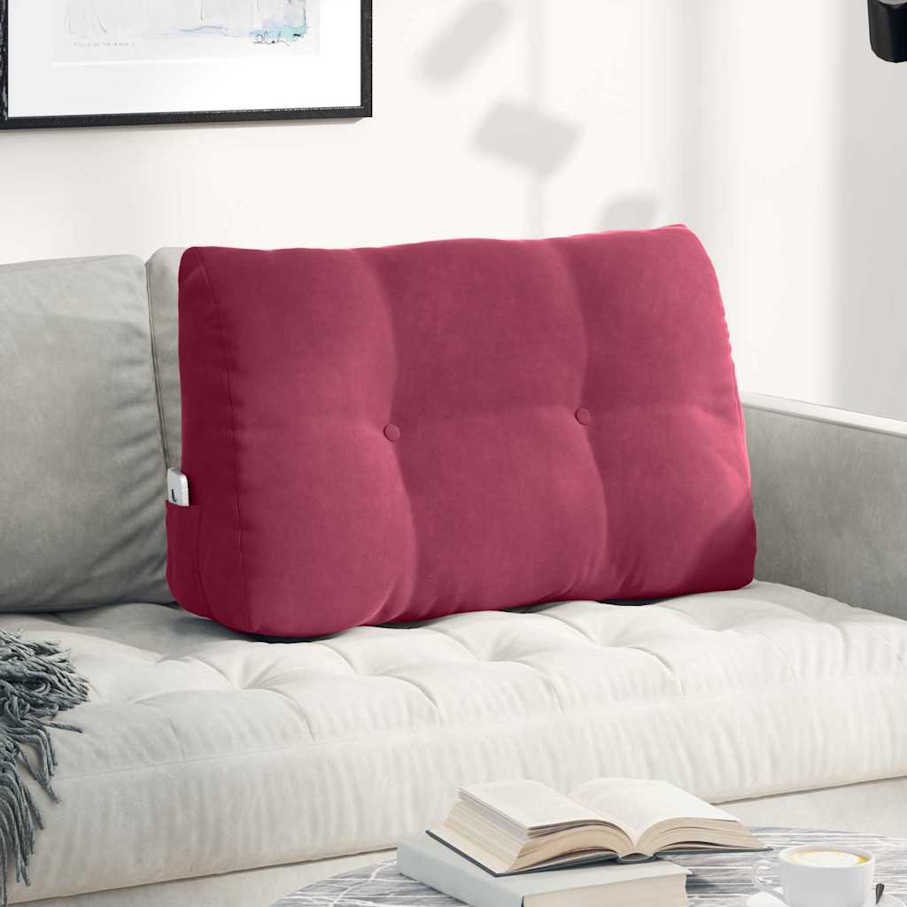 vidaXL Poduszka na plecy Czerwone wino 80 x 24 x 50 cm Aksamit