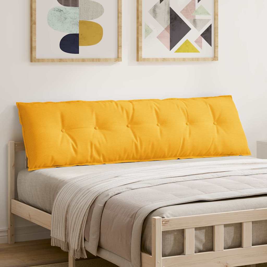vidaXL Poduszka na plecy Jasnożółty 180 x 50 cm Tkanina sztruksowa