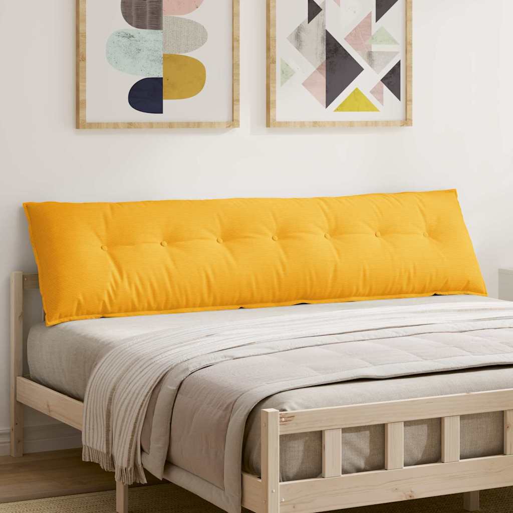 vidaXL Poduszka na plecy Jasnożółty 200 x 50 cm Tkanina sztruksowa
