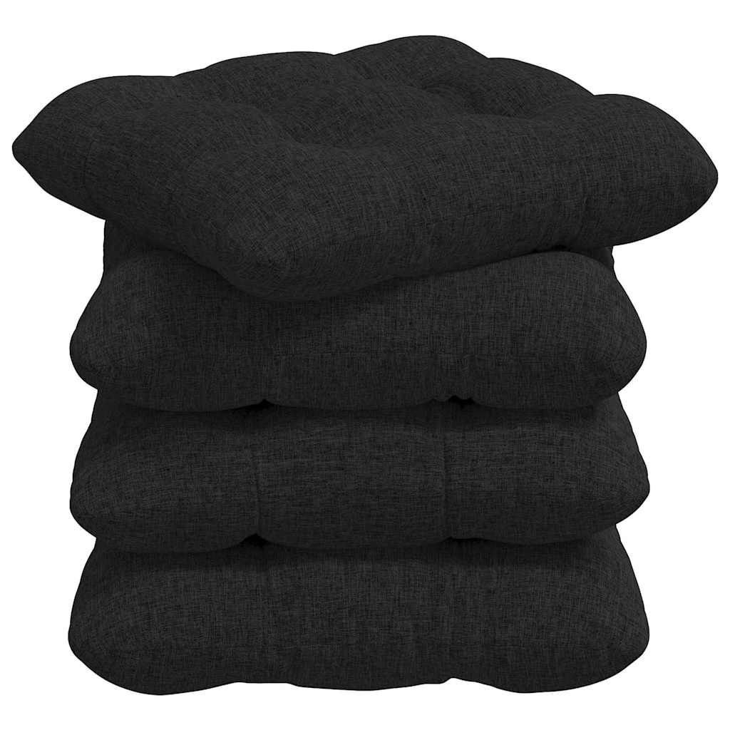 vidaXL Poduszki na siedziska 4 pcs Czarny 40 x 40 x 12 cm tkanina