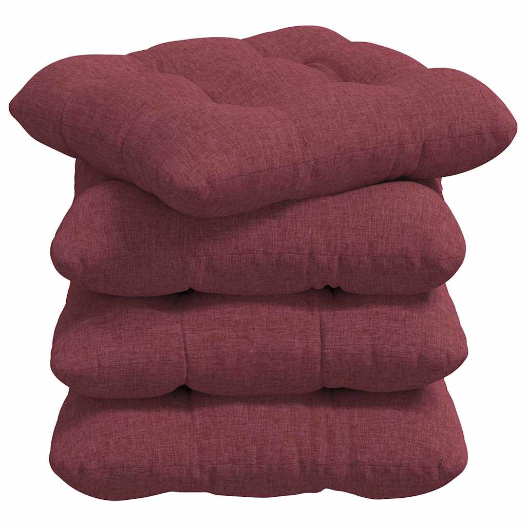 vidaXL Poduszki na siedziska 4 pcs Czerwone wino 40 x 40 x 12 cm