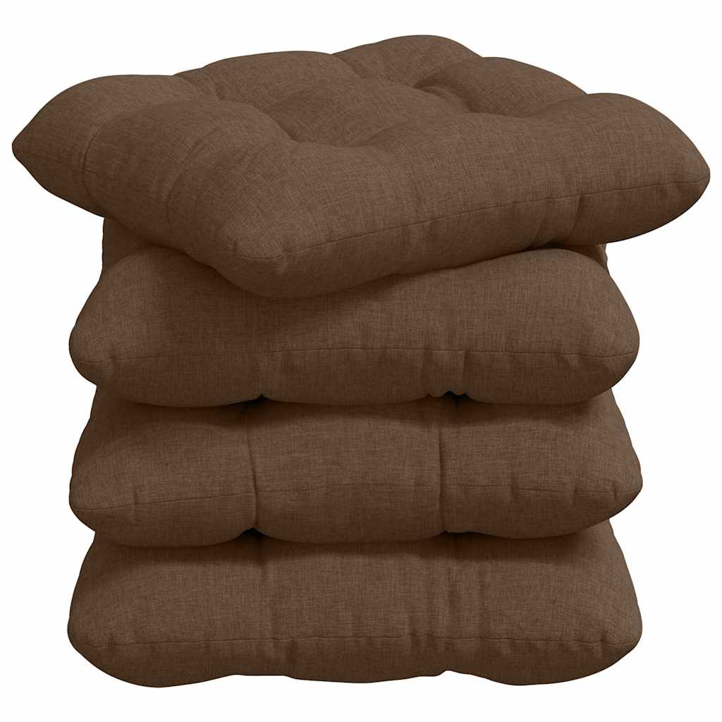 vidaXL Poduszki na siedziska 4 pcs Brązowy 40 x 40 x 12 cm tkanina