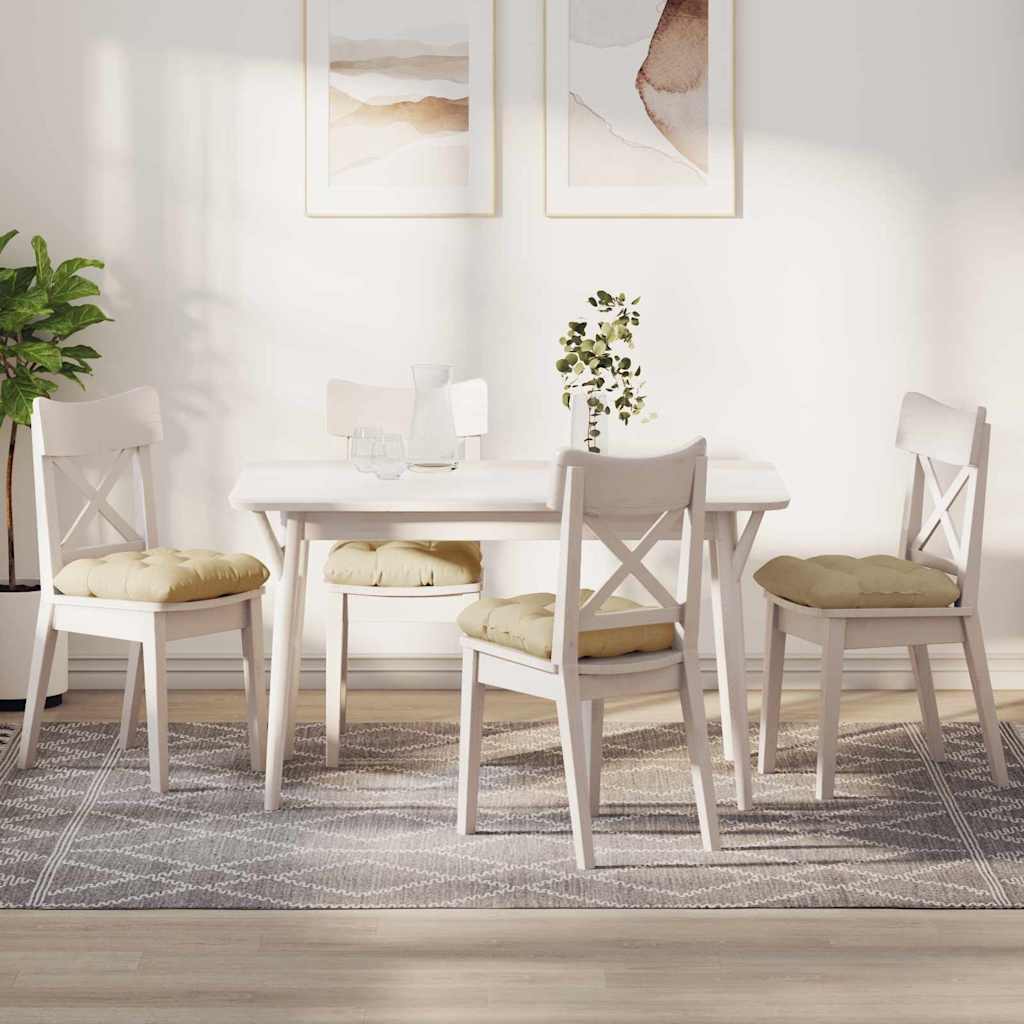 vidaXL Poduszki na siedziska 4 pcs Kremowy 40 x 40 x 12 cm tkanina
