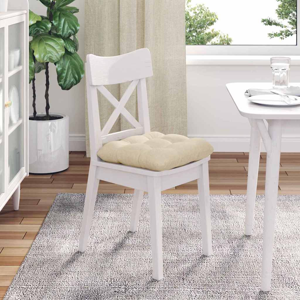 vidaXL Poduszki na siedziska 4 pcs Kremowy 40 x 40 x 12 cm tkanina