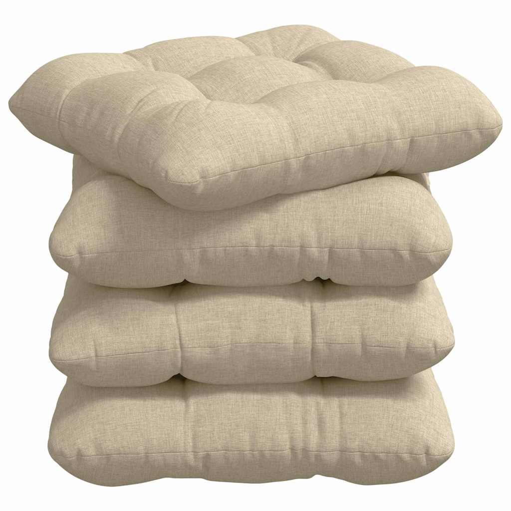 vidaXL Poduszki na siedziska 4 pcs Kremowy 40 x 40 x 12 cm tkanina