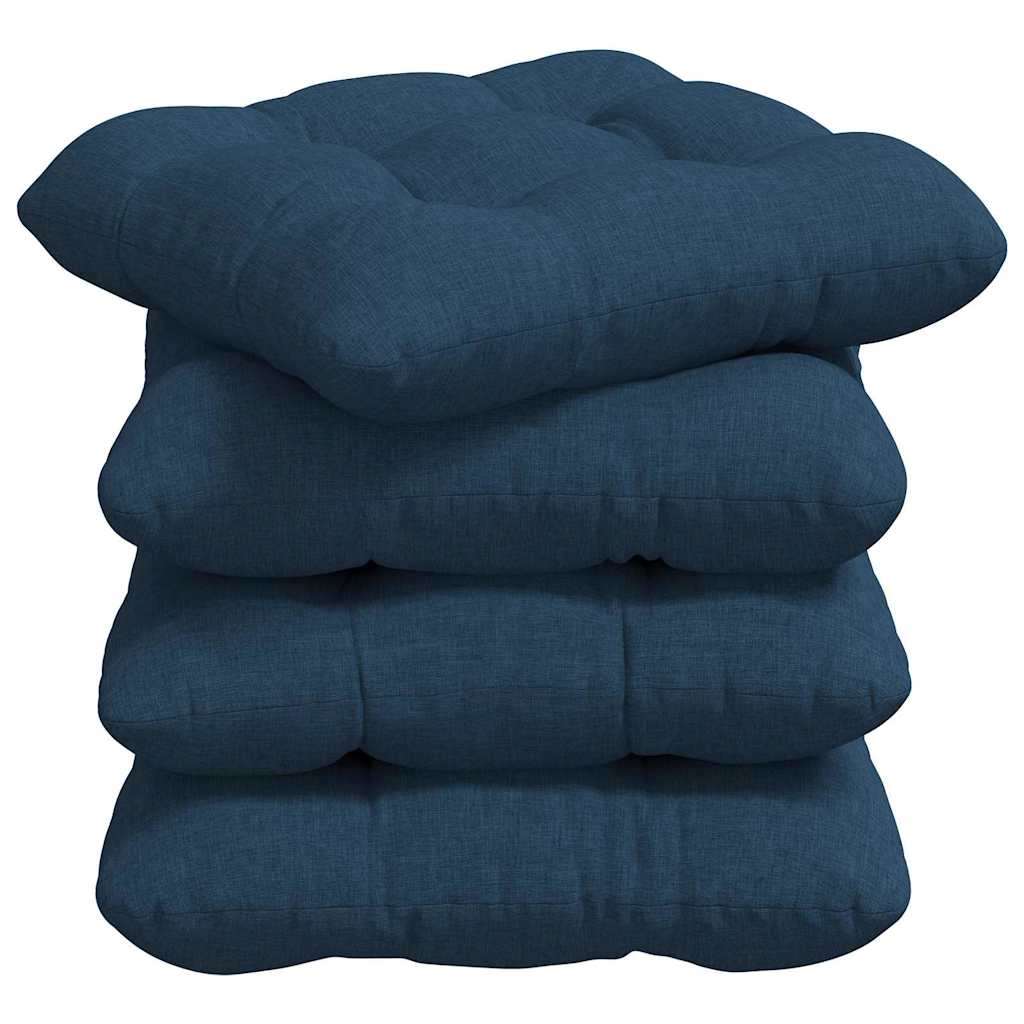 vidaXL Poduszki na siedziska 4 pcs Niebieski 40 x 40 x 12 cm tkanina