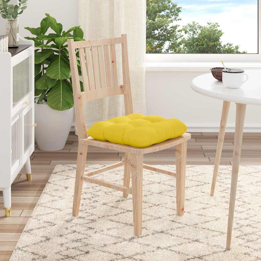 vidaXL Poduszki na siedziska 4 pcs Jasnożółty 40 x 40 x 12 cm tkanina