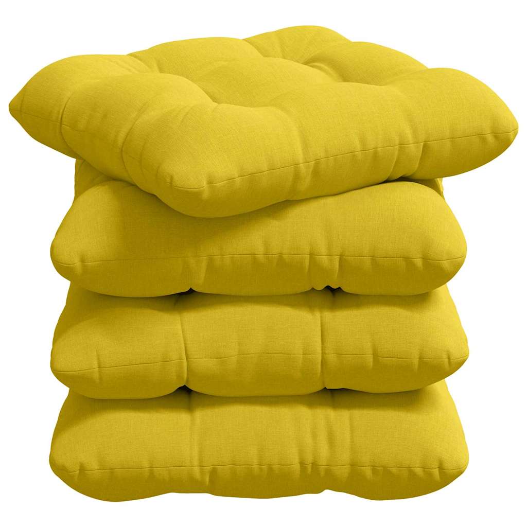 vidaXL Poduszki na siedziska 4 pcs Jasnożółty 40 x 40 x 12 cm tkanina