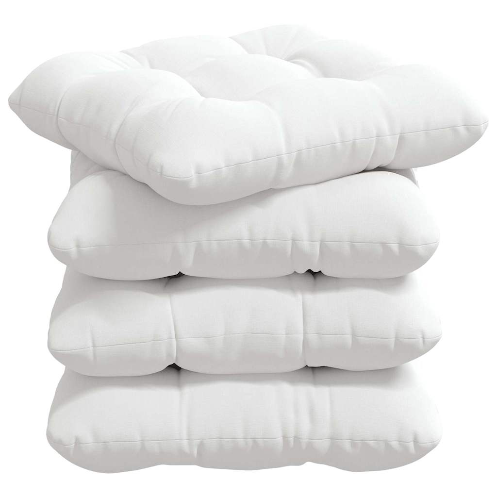 vidaXL Poduszki na siedziska 4 pcs Biały 40 x 40 x 12 cm tkanina