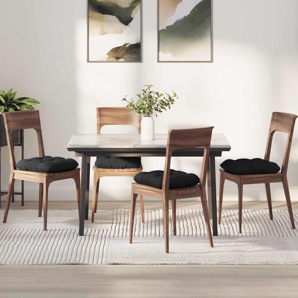 vidaXL Poduszki na siedziska 4 pcs Czarny 45 x 45 x 12 cm tkanina