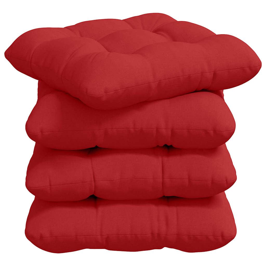 vidaXL Poduszki na siedziska 4 pcs Czerwony 45 x 45 x 12 cm tkanina