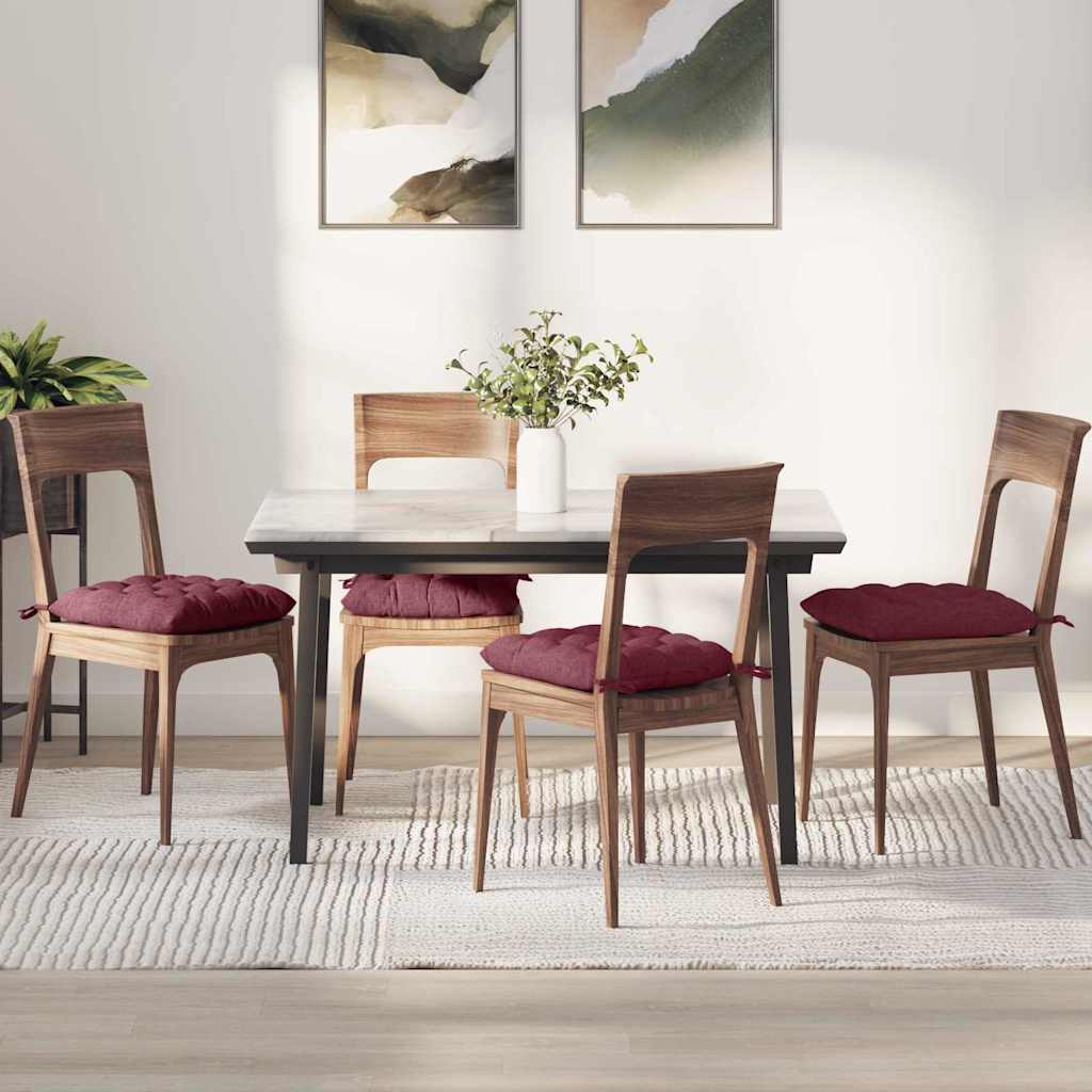 vidaXL Poduszki na siedziska 4 pcs Czerwone wino 40 x 40 x 6 cm