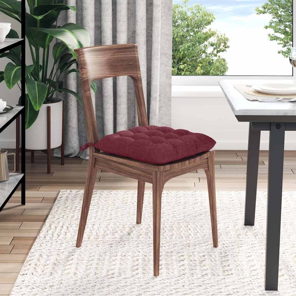 vidaXL Poduszki na siedziska 4 pcs Czerwone wino 40 x 40 x 6 cm