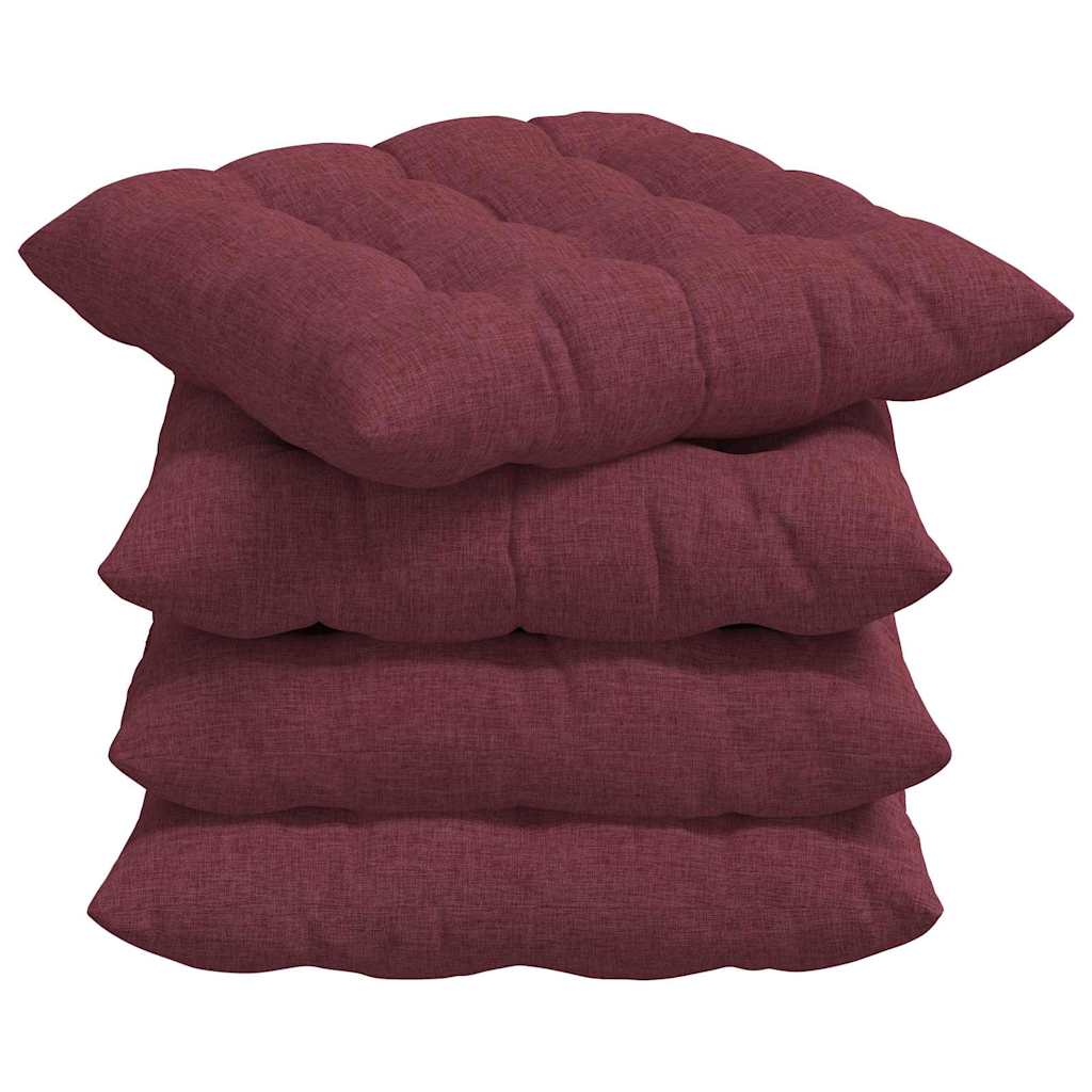 vidaXL Poduszki na siedziska 4 pcs Czerwone wino 40 x 40 x 6 cm