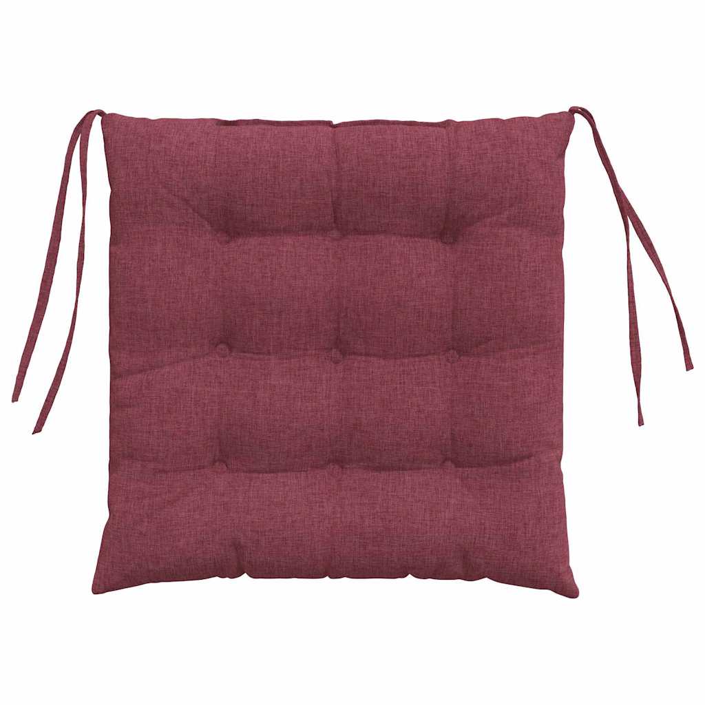 vidaXL Poduszki na siedziska 4 pcs Czerwone wino 40 x 40 x 6 cm