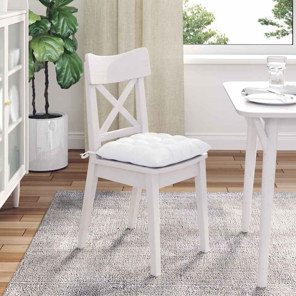 vidaXL Poduszki na siedziska 4 pcs Biały 40 x 40 x 6 cm tkanina